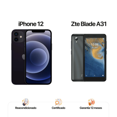 iPh 12 de 128GB Black + ZTE A31 de 32GB Gray