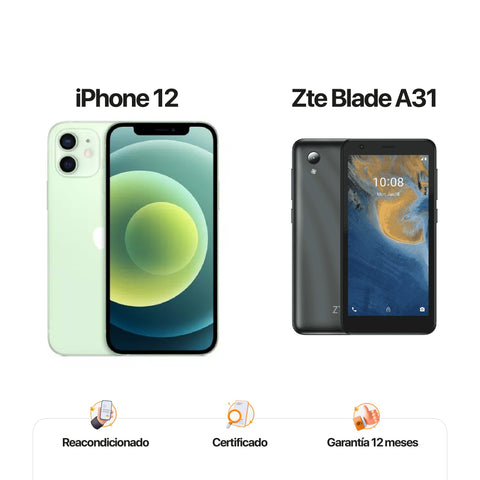 iPh 12 de 256GB Green + ZTE A31 de 32GB Gray